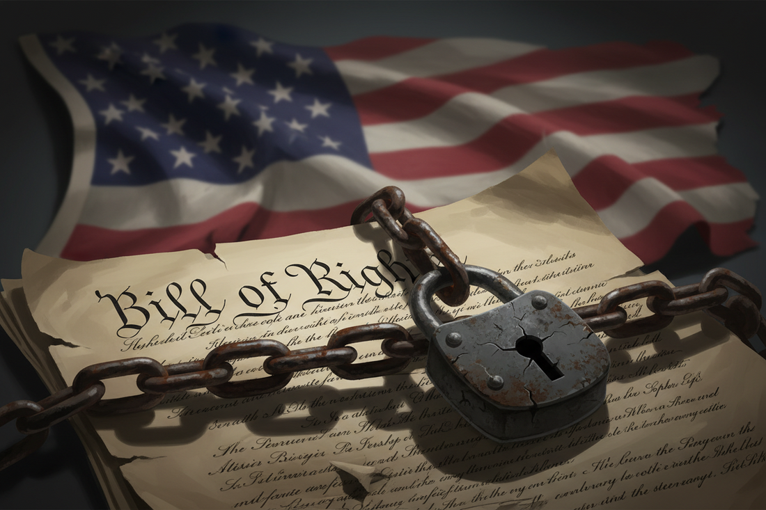Symbolic illustration of constitutional rights under threat from government overreach