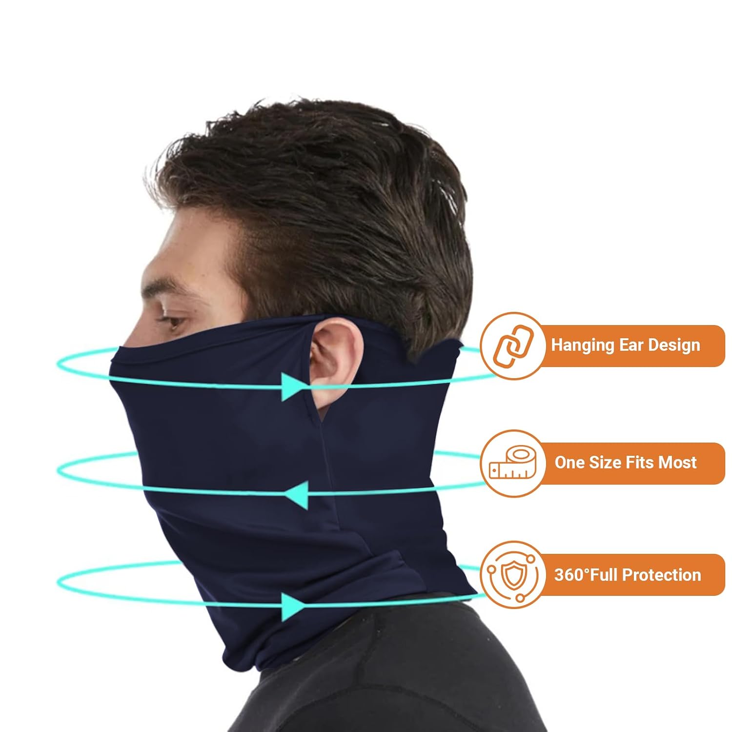 Faraday Gaiter with Silver Lining Fabric, 5G, RF Shielding WiFi Protection, Effective E/M*F Protection Hat. Head Neck Covering. (BLUE)